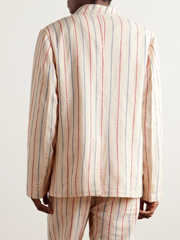 Unstructured Striped Cotton-Canvas Suit Jacket - BK Unstructured Striped Cotton-Canvas Suit Jacket - BK