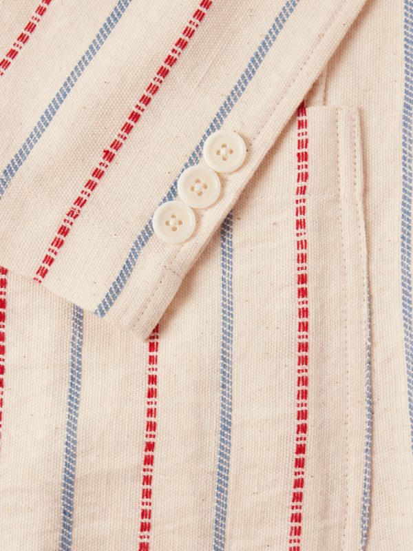 Unstructured Striped Cotton-Canvas Suit Jacket - CU Unstructured Striped Cotton-Canvas Suit Jacket - CU