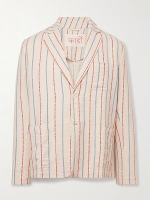 Unstructured Striped Cotton-Canvas Suit Jacket Unstructured Striped Cotton-Canvas Suit Jacket