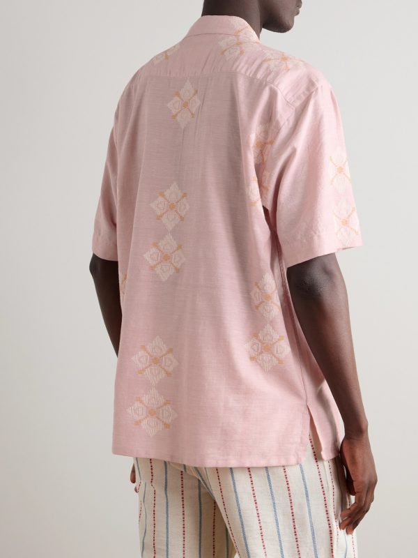 Ayo Convertible-Collar Embroidered Cotton Shirt - BK Ayo Convertible-Collar Embroidered Cotton Shirt - BK