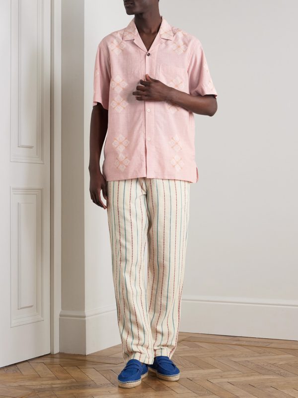 Ayo Convertible-Collar Embroidered Cotton Shirt - OU Ayo Convertible-Collar Embroidered Cotton Shirt - OU
