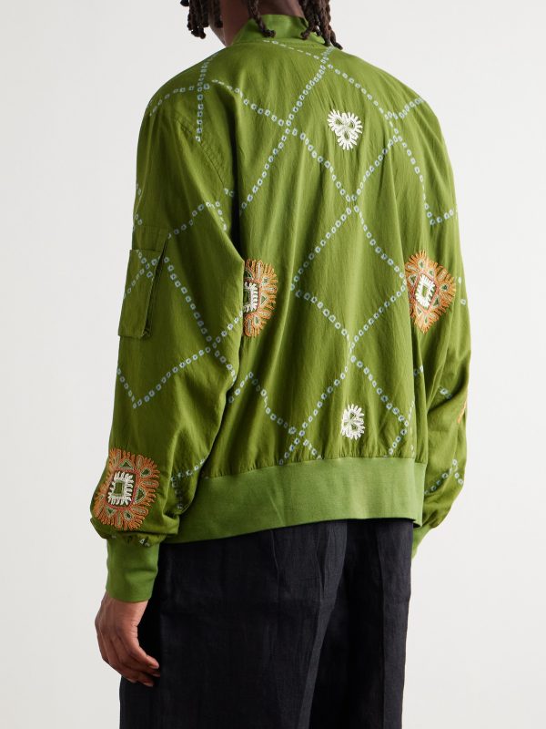 Embroidered Printed Cotton Jacket - BK