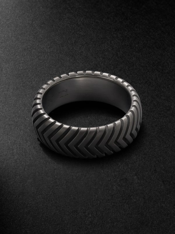 Chevron Titanium Ring - BK Chevron Titanium Ring - BK