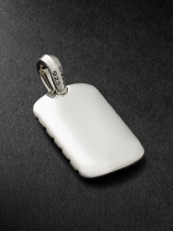 Chevron Tag Sterling Silver Diamond Pendant - CU Chevron Tag Sterling Silver Diamond Pendant - CU