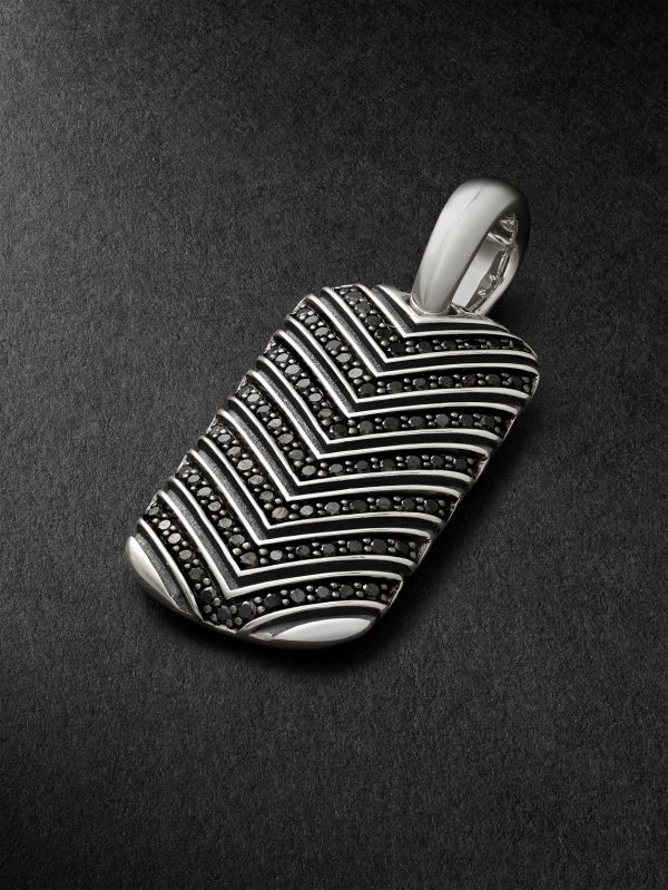 Chevron Tag Sterling Silver Diamond Pendant Chevron Tag Sterling Silver Diamond Pendant
