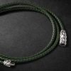 Chevron Braided Leather and Sterling Silver Wrap Bracelet - CU