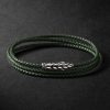 Chevron Braided Leather and Sterling Silver Wrap Bracelet