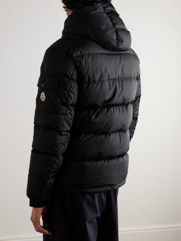 Maya Logo-Appliquéd Quilted Shell Hooded Down Jacket - BK