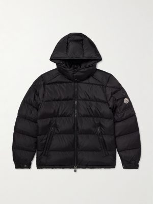 Maya Logo-Appliquéd Quilted Shell Hooded Down Jacket