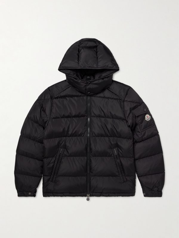 Maya Logo-Appliquéd Quilted Shell Hooded Down Jacket