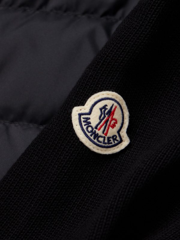 Logo-Appliquéd Quilted Shell-Panelled Cotton Down Cardigan - CU Logo-Appliquéd Quilted Shell-Panelled Cotton Down Cardigan - CU