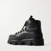 Peak Rubber-Trimmed Leather Hiking Boots - BK