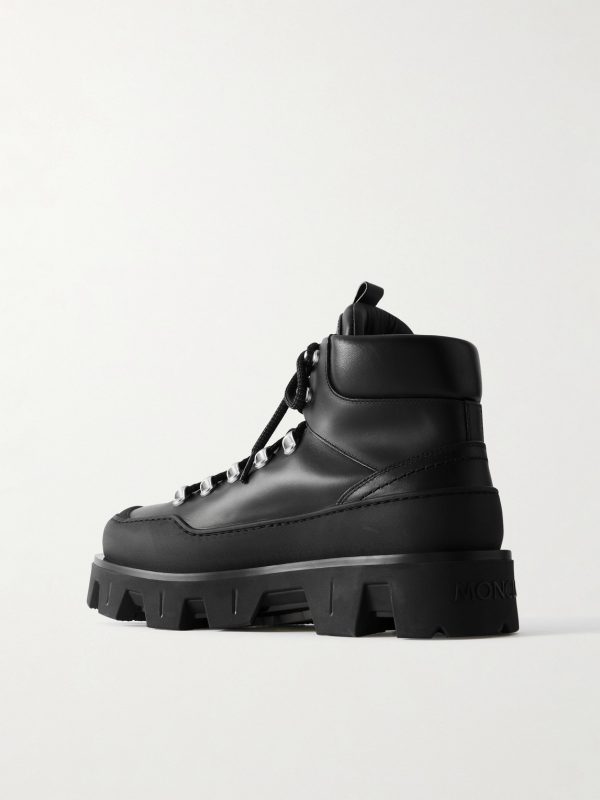 Peak Rubber-Trimmed Leather Hiking Boots - BK