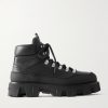Peak Rubber-Trimmed Leather Hiking Boots