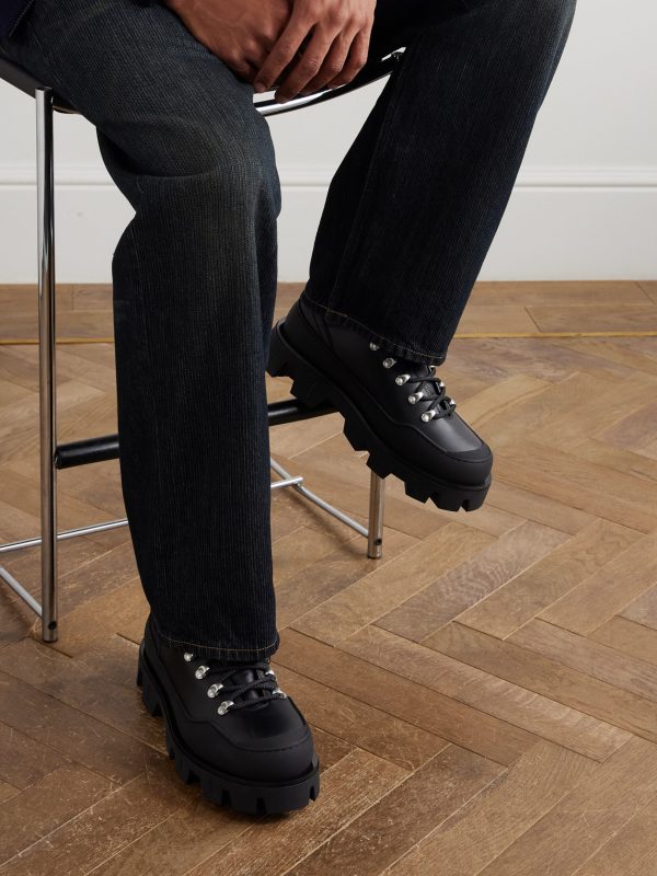 Peak Rubber-Trimmed Leather Hiking Boots - OU