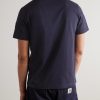 Striped Stretch-Knit Trimmed Logo-Appliquéd Cotton-Jersey T-Shirt - BK Striped Stretch-Knit Trimmed Logo-Appliquéd Cotton-Jersey T-Shirt - BK