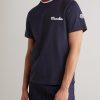 Striped Stretch-Knit Trimmed Logo-Appliquéd Cotton-Jersey T-Shirt - FR Striped Stretch-Knit Trimmed Logo-Appliquéd Cotton-Jersey T-Shirt - FR