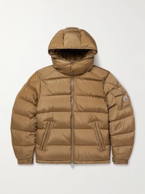 Maya Logo-Appliquéd Quilted Shell Hooded Down Jacket