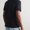 Logo-Appliquéd Shell-Trimmed Cotton and Cashmere-Blend Jersey T-Shirt - BK