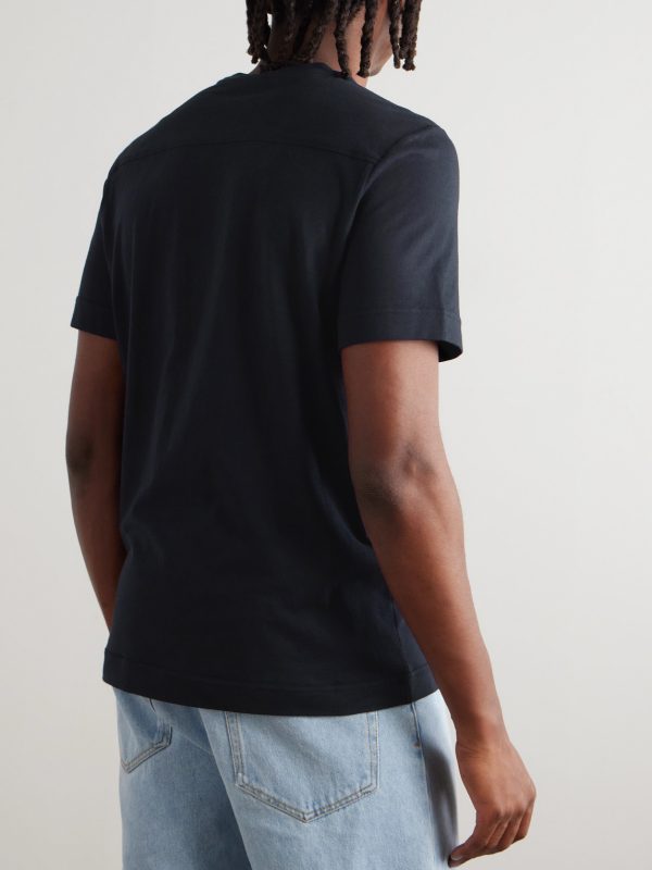 Logo-Appliquéd Shell-Trimmed Cotton and Cashmere-Blend Jersey T-Shirt - BK