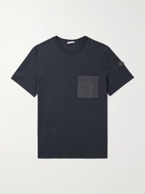 Logo-Appliquéd Shell-Trimmed Cotton and Cashmere-Blend Jersey T-Shirt Logo-Appliquéd Shell-Trimmed Cotton and Cashmere-Blend Jersey T-Shirt