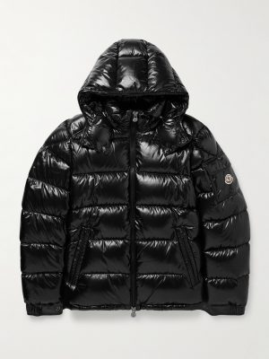 Maya Logo-Appliquéd Quilted Shell Hooded Down Jacket
