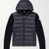 Logo-Appliquéd Wool-Trimmed Quilted Shell Hooded Down Zip-Up Cardigan Logo-Appliquéd Wool-Trimmed Quilted Shell Hooded Down Zip-Up Cardigan