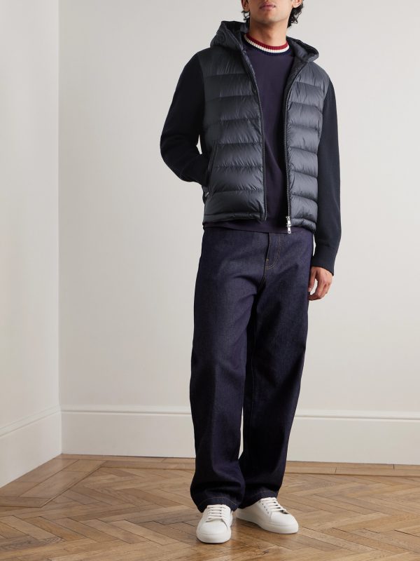 Logo-Appliquéd Wool-Trimmed Quilted Shell Hooded Down Zip-Up Cardigan - OU Logo-Appliquéd Wool-Trimmed Quilted Shell Hooded Down Zip-Up Cardigan - OU