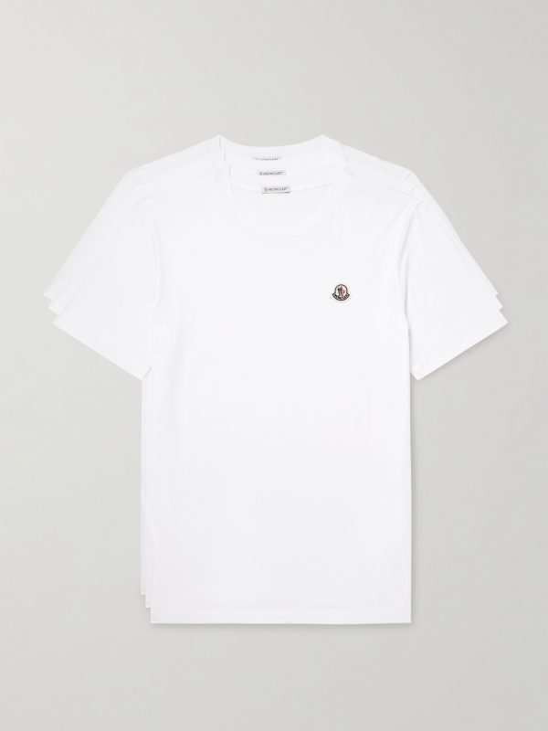 Three-Pack Logo-Appliquéd Cotton-Jersey T-Shirts Three-Pack Logo-Appliquéd Cotton-Jersey T-Shirts