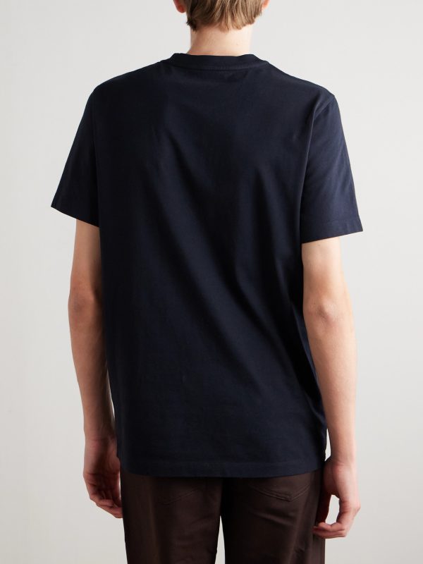 Logo-Flocked Appliquéd Cotton-Jersey T-Shirt - BK Logo-Flocked Appliquéd Cotton-Jersey T-Shirt - BK