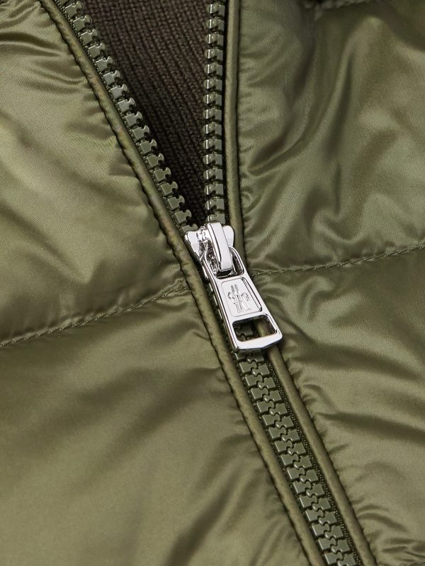 Logo-Appliquéd Wool-Trimmed Quilted Shell Hooded Down Zip-Up Cardigan - CU