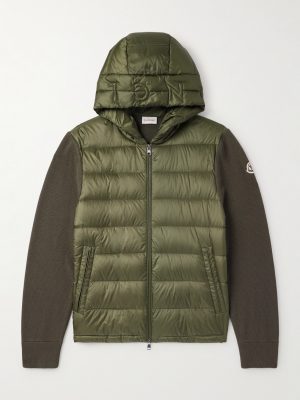 Logo-Appliquéd Wool-Trimmed Quilted Shell Hooded Down Zip-Up Cardigan Logo-Appliquéd Wool-Trimmed Quilted Shell Hooded Down Zip-Up Cardigan