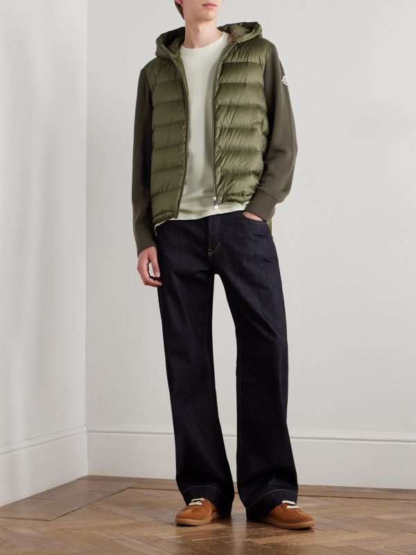 Logo-Appliquéd Wool-Trimmed Quilted Shell Hooded Down Zip-Up Cardigan - OU