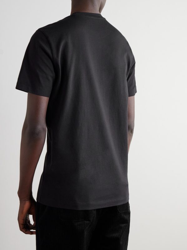 Logo-Flocked Appliquéd Cotton-Jersey T-Shirt - BK Logo-Flocked Appliquéd Cotton-Jersey T-Shirt - BK