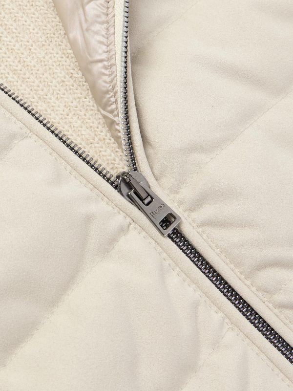 Quilted Microfibre and Ribbed Wool Down Hooded Jacket - CU Quilted Microfibre and Ribbed Wool Down Hooded Jacket - CU