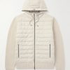 Quilted Microfibre and Ribbed Wool Down Hooded Jacket Quilted Microfibre and Ribbed Wool Down Hooded Jacket