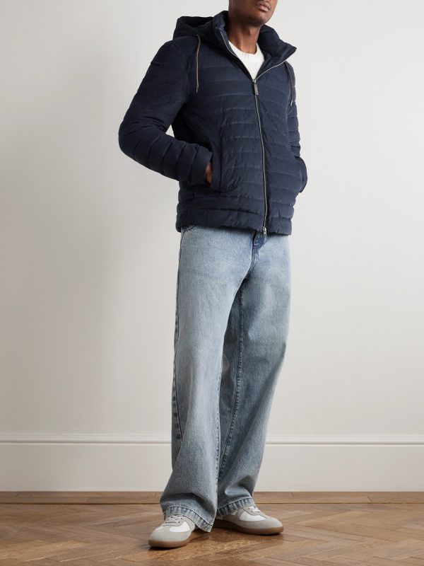 Quilted Cotton-Corduroy Hooded Down Jacket - OU