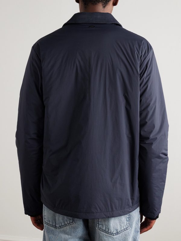 Padded Cotton Corduroy-Trimmed Shell Jacket - BK Padded Cotton Corduroy-Trimmed Shell Jacket - BK
