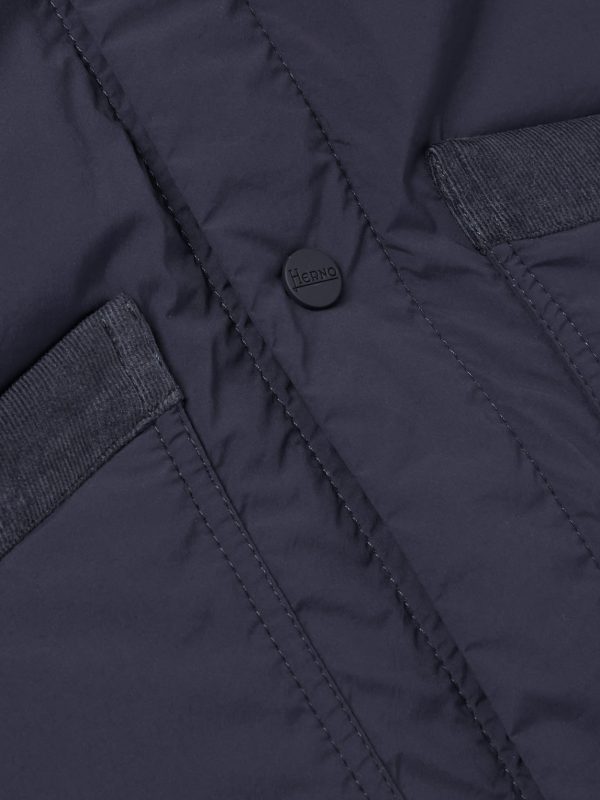 Padded Cotton Corduroy-Trimmed Shell Jacket - E1 Padded Cotton Corduroy-Trimmed Shell Jacket - E1