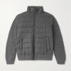 Quilted and Ribbed Wool-Blend Down Bomber Jacket