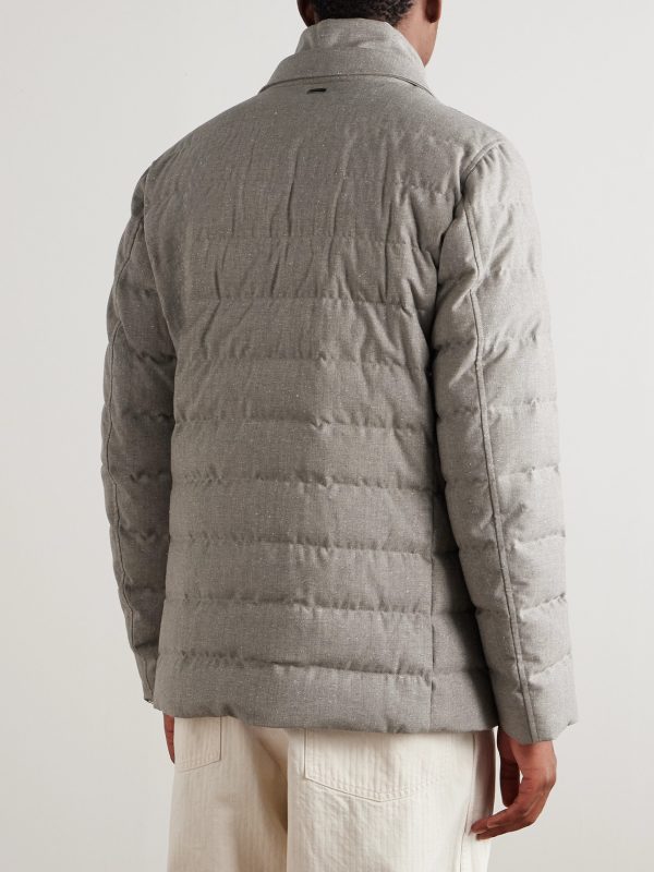 Convertible Quilted Wool-Blend Down Blazer - BK Convertible Quilted Wool-Blend Down Blazer - BK
