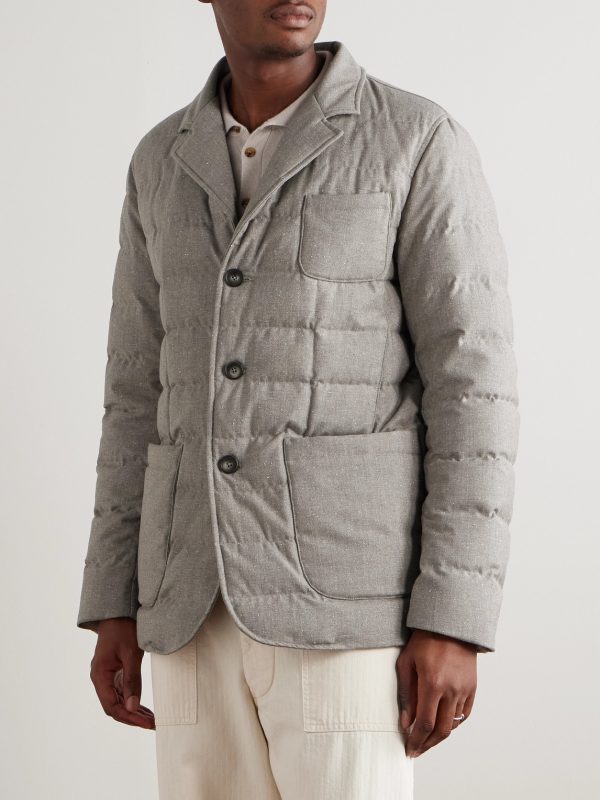 Convertible Quilted Wool-Blend Down Blazer - E2 Convertible Quilted Wool-Blend Down Blazer - E2