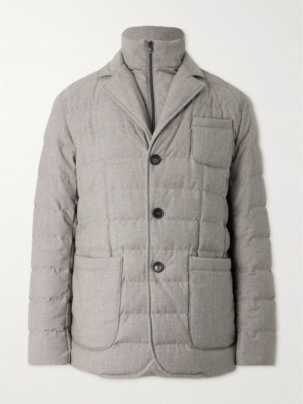 Convertible Quilted Wool-Blend Down Blazer Convertible Quilted Wool-Blend Down Blazer