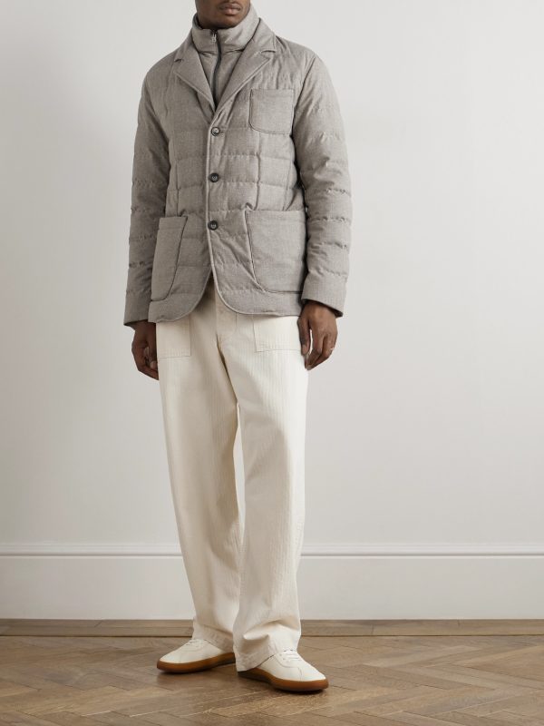 Convertible Quilted Wool-Blend Down Blazer - OU Convertible Quilted Wool-Blend Down Blazer - OU