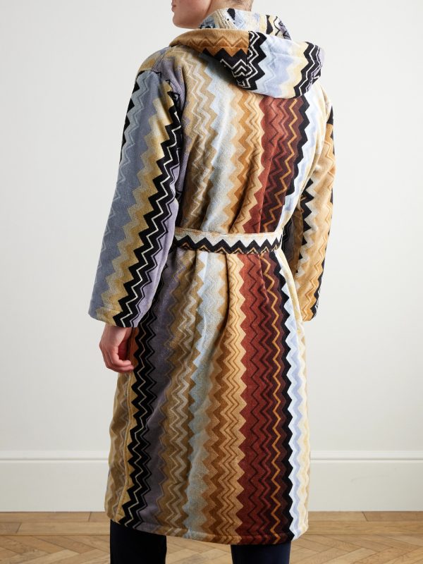 Giacomo Striped Cotton-Terry Hooded Robe - BK Giacomo Striped Cotton-Terry Hooded Robe - BK