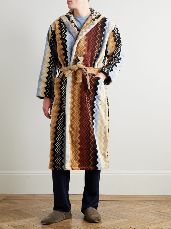 Giacomo Striped Cotton-Terry Hooded Robe - OU Giacomo Striped Cotton-Terry Hooded Robe - OU