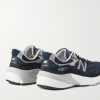 990v6 Leather-Trimmed Suede and Mesh Sneakers - BK