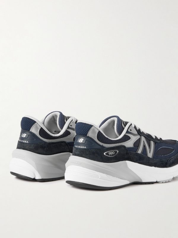 990v6 Leather-Trimmed Suede and Mesh Sneakers - BK