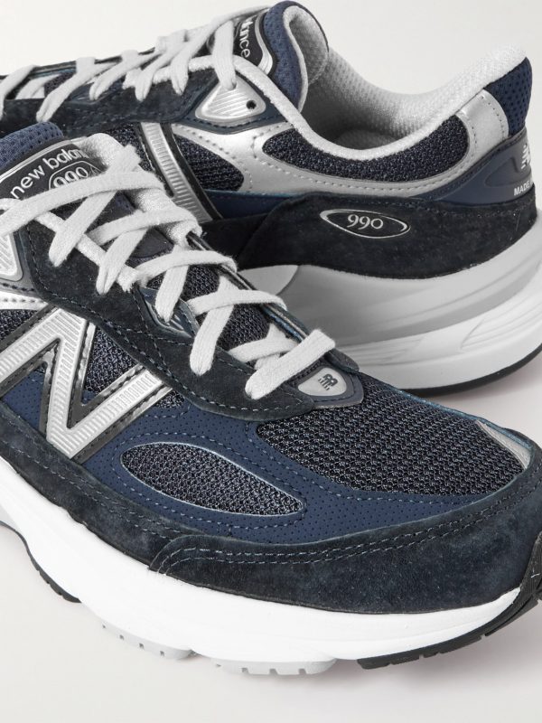 990v6 Leather-Trimmed Suede and Mesh Sneakers - CU