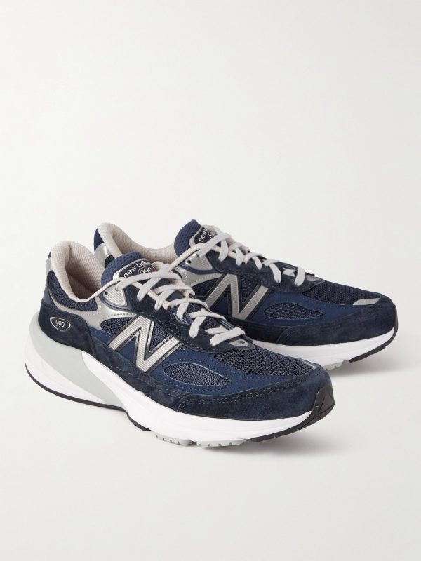 990v6 Leather-Trimmed Suede and Mesh Sneakers - FR